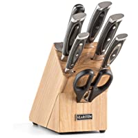 Klarstein Katana 8 Set de cuchillos con soporte de madera y Tijeras Afilador (8 unidades- acero inoxidable 3cr13- mangos…